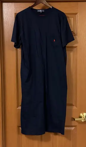Polo Ralph Lauren Women Cotton Jersey Tee Pony Logo Dress Size S Blue