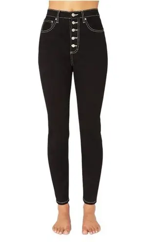 We Wore What The Danielle High Rise Vintage Straight NWT in Black/white stitching