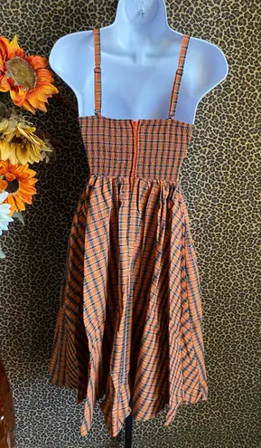 Unique Vintage NWT 50’s Orange & Black Plaid Shimmy & Shake Swing Dress | XS