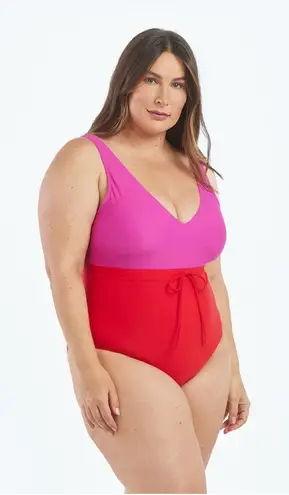 Summersalt NWT $95 The Tie Waist Backflip One Piece Swimsuit Lava Size 2