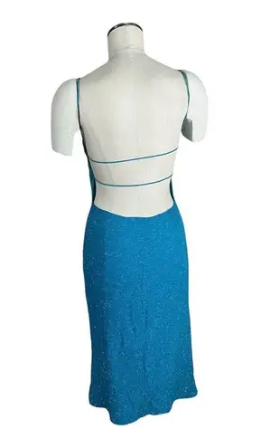 City Triangles Vintage Y2K  Blue Sparkly Dress Low Strappy Back US MEDIUM