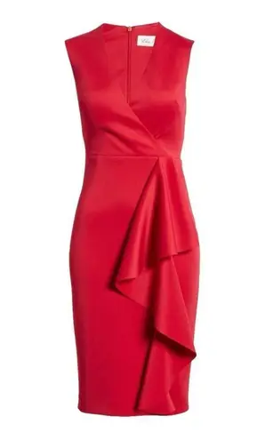 Eliza J NWT Cascading Ruffle Sleeveless Tailored Red Cocktail Dress Size 10 NEW