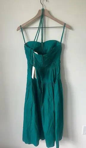 Ulla Johnson NWT  Emmaline Dress Ruffled Pintucked Cotton-Voile Halter Green 0