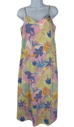Chi Chi London CHI CHI Cami Strap Midi Slip Dress Sz 10 Pastel Floral Festival Satin Fairy