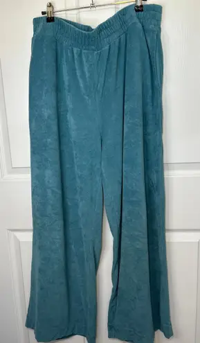 Haven Well Within XL Blue Terry Cloth Lounge Pants Elastic Waist Pockets Comfy