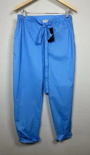 Nicholas Taron Wrap Waist Tapered Cotton Pants In Swim Blue Size 8 NWT