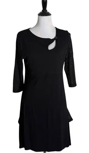 La Moda Black Keyhole Tunic Dress Size L XL Sharkbite Hem Whimsigoth Flowy Size L