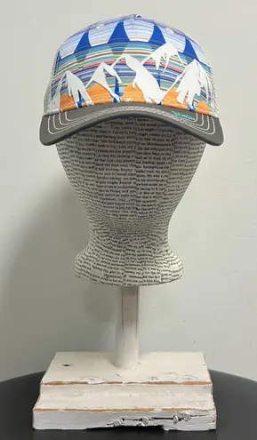 Pistil Blue Orange Gray Mckinley Mountains Mesh Snap Back Womens Trucker Cap O/S