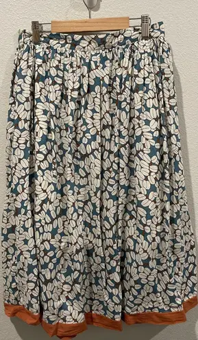 Anthropologie COMME TOI Antique White Coffee Green Brown Midi Skirt