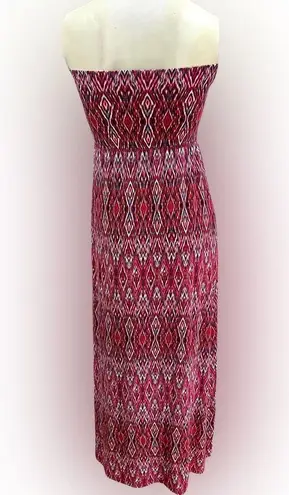 Cynthia Rowley  geometric print pink strapless maxi dress size small