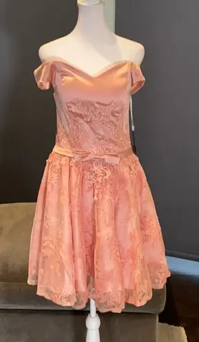 Women’s Dusty Pink Off The Shoulder Short Prom Party Dress CorsetBack Size 4 NWT Pink