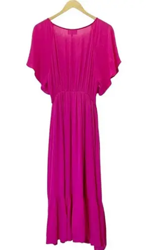 Bohme Saltwater Smocked Midi Dress Fuchsia Hot Pink Magenta Women’s Size Large