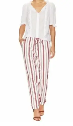 Zadig & Voltaire Womens M Red Pinstripe Ankle Trouser Button Fly Coastal Cowgirl