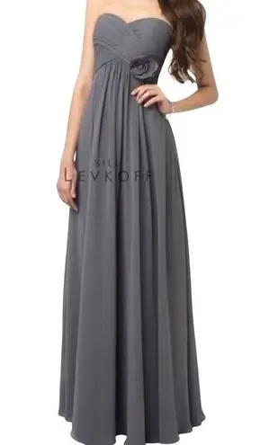 Bill Levkoff Womens Maxi Dress Gown Strapless Sweetheart Formal Gray Size 2