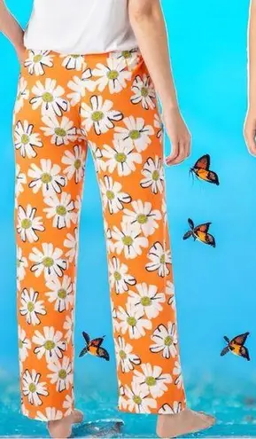 NEW Hello Mello Lazy Daisy Orange Lounge Pajama Comfy Pants Size XL/XXL thumbnail 3