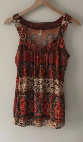 Heart soul Y2K Heart Souls Paisley Print Sleeveless Top Sleeveless Tank Floral Banded Waist