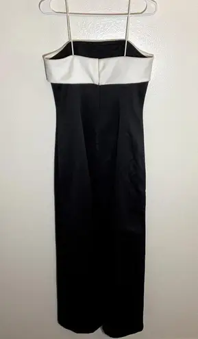 Alex Evenings  Formal Maxi Dress Sleeveless Pleated Square Neck Black White 8