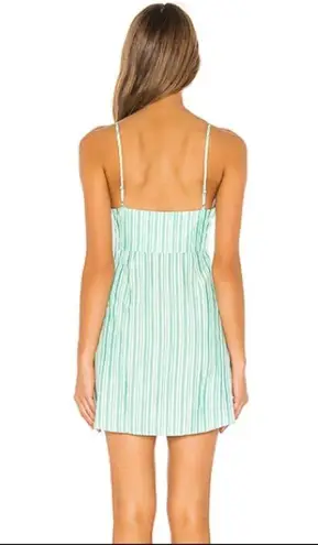 Privacy Please New Rosalin Stripe Cutout Mini Dress Green White Button Front