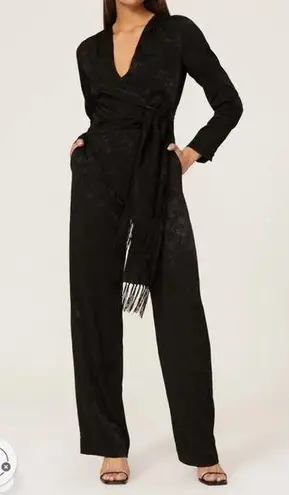 Jonathan Simkhai Julia Wrapped Jumpsuit Black Satin Size 2