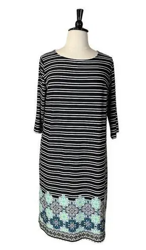 cj banks Shift Dress 3/4 Sleeves Pullover Stripes Stretch Women’s Size 1X Plus