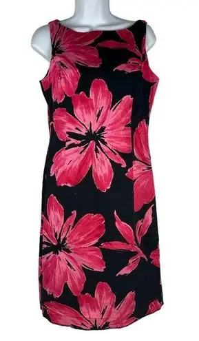 Jones New York  Floral Sleeveless Dress Size 4 Black & Pink Dry Clean Only