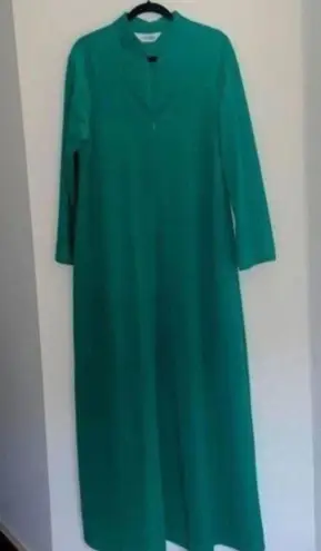 Vintage green shadow line Maxi zip up loungewear robe dressing gown Size M