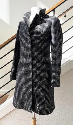 Cinzia Rocca Tweed Houndstooth Coat Wool Blend Size 2 Black