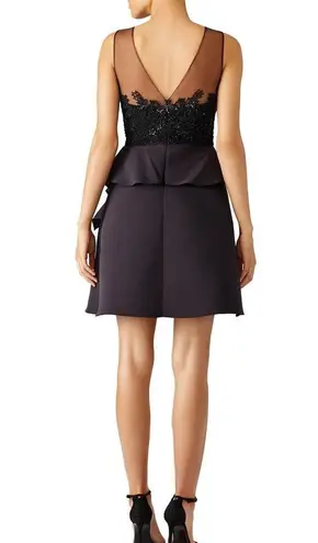 Marchesa Notte Embellished tulle and faille mini dress size 12 Black
