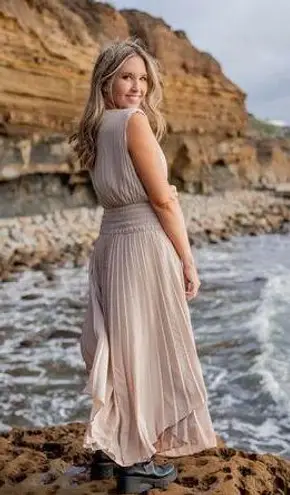 Ramy Brook Brown Crepe Hourglass V-Neck Smocked Waist Preslie Dress Size XL