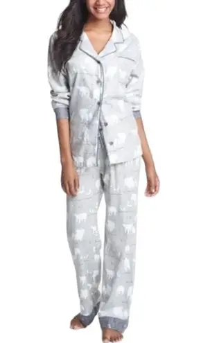 Munki Munki  Flannel Polar Bear Artic Friends 2 Piece Cozy Pajama Set W-375 Sz S