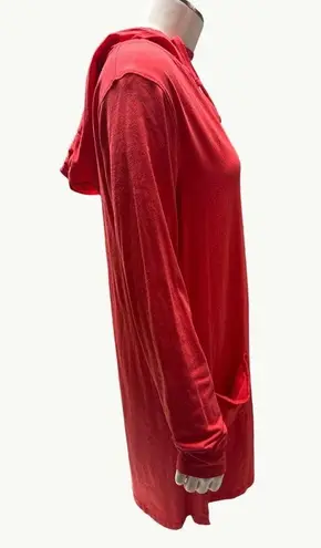 Coolibar Womens UPF 50+ Hooded Tunic Dress C over up M Red Cotton Blend Size M