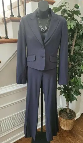 BCBGMAXAZRIA  Women Solid Gray Wool Two Buttons Blazer & Pant 2 Piece Suit Size M