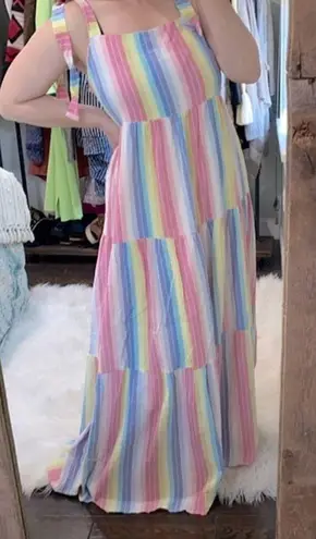 Draper James  rainbow striped tiered maxi dress size XXlarge