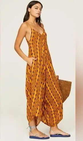 RTR KahindoKano Jumpsuit Orange/Mustard Wide Leg Sz XL 1 pc boho print Orange