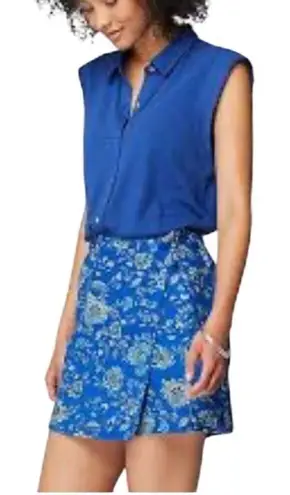 Floral linen skort J Jill linen blend wrap blue ditzy floral skort. Elastic back Size undefined
