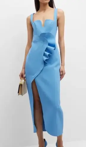 New ACLER Mahora Ruffled Sleeveless Midi Dress in Blue Size 2