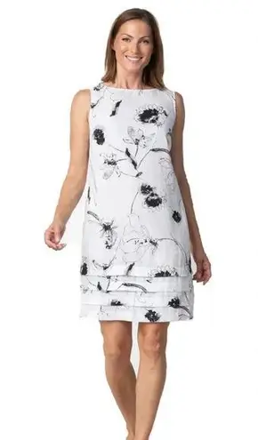 Habitat Linen Sketched Floral Pocket Dress White Size Small