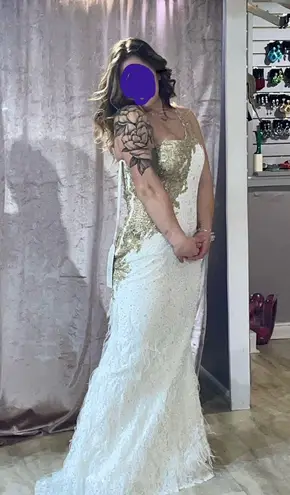 Jasz Couture White And Gold Prom