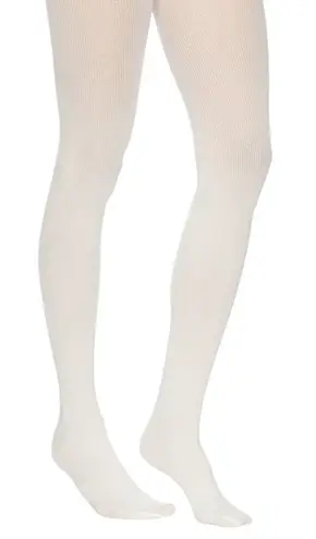 Wolford Cotton Rib Tights in Ecrue Small New Womens Nylons Pantyhose White