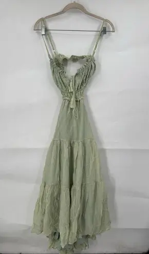 Fairy Whimsical Festival Midi Dress Women Small Green Prairie Hippie Wlwgsnt Fem