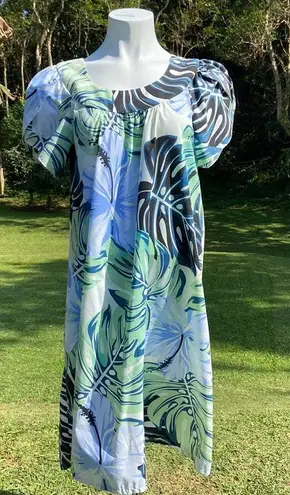 Vintage Y Not Hawaii Women’s Hibiscus Monstera Floral Mu’umu’us Dress Size XL