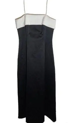 Alex Evenings  Formal Maxi Dress Sleeveless Pleated Square Neck Black White 8