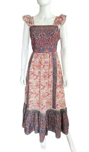 Haute Hippie NWT Boho Fairy Floral Flutter Sleeve Maxi Dress open Back Size 6