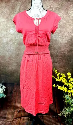 Market & Spruce Neriah Smocked A Line Dress Coral/Red XSP