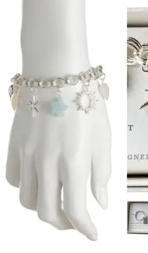 Luna Norte Silver Boho Chic Multi Stone Charms Bracelet