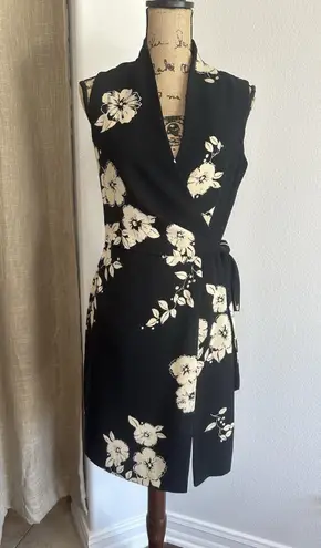 Jones Wear Women's Dress Sleeveless Black & Ivory Partial Wrap Dress Size 6