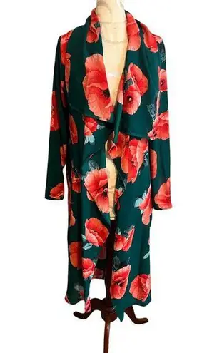 Her Clothing Maxi Floral Kimono Top Medium Green