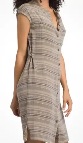 prAna Buenos Dias Striped Sleeveless Button Down Shirt Dress Large Adjustable