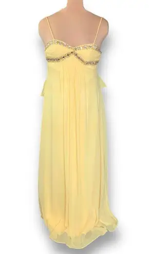 Cache Vintage  Dress Yellow Convertible Strap Jewel Open Bow Detail Back Maxi