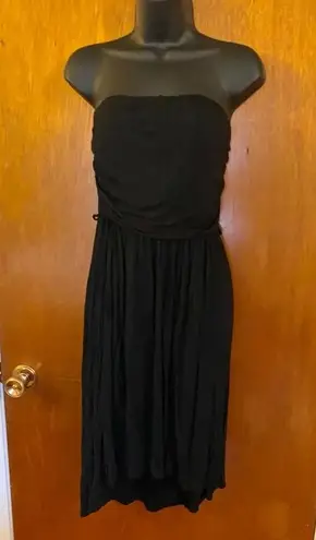 Love j Black High-Low Strapless Dress Size Medium Draped Bodice Casual Chic Look